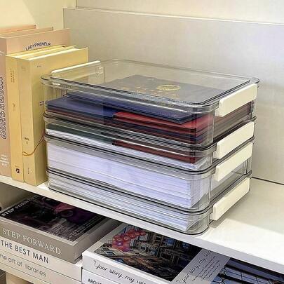 Large Capacity Transparent Plastic Document Organizer Box For Efficient Storage Of Exam Papers, ID Cards, A4 Files, Perfect For Students, Office Use, And Home Organization, Ideal For Back-To-School Season, Document Management, And Easy Access To Important Papers, Durable And Lightweight Design For Everyday Use, Versatile Storage Solution For All Your Organizational Needs