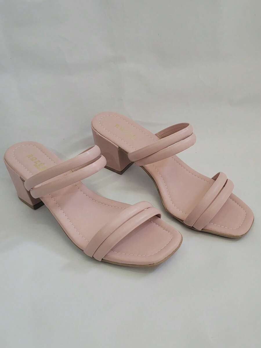 Women's Clog Sandal With Comfortable Medium Heel - 乾枯玫瑰色 - 查看 1