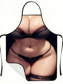 1pc Fashionable Bikini Print Sleeveless Apron - Adjustable Neck & Waist, Durable & Easy To Clean Kitchen Baking Apron, Suitable For Home And Professional Use, Stylish Kitchen Attire - Multicolor - View 8