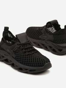 Soft Mesh Sneakers Women's Chunky Platform Shoes Casual Summer Sport - Black - View 6