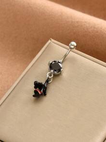 不锈钢脐环，镶有水钻，防过敏，适合万圣节，- 心形、十字架、蝴蝶、枫叶、椰子树、乌龟、蜜蜂、高跟鞋、骷髅、牛头、蜘蛛 - 肚臍環 - 查看 6