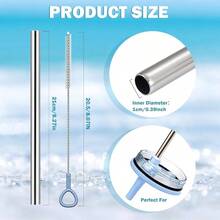 Reusable Straws Stainless Steel Straws  Traveler 40oz, 3PCS Metal Straws  Straw 40 Oz With 2PCS Straw Cleaner Brushes As  Accessories - 3根不鏽鋼吸管 - 查看 4