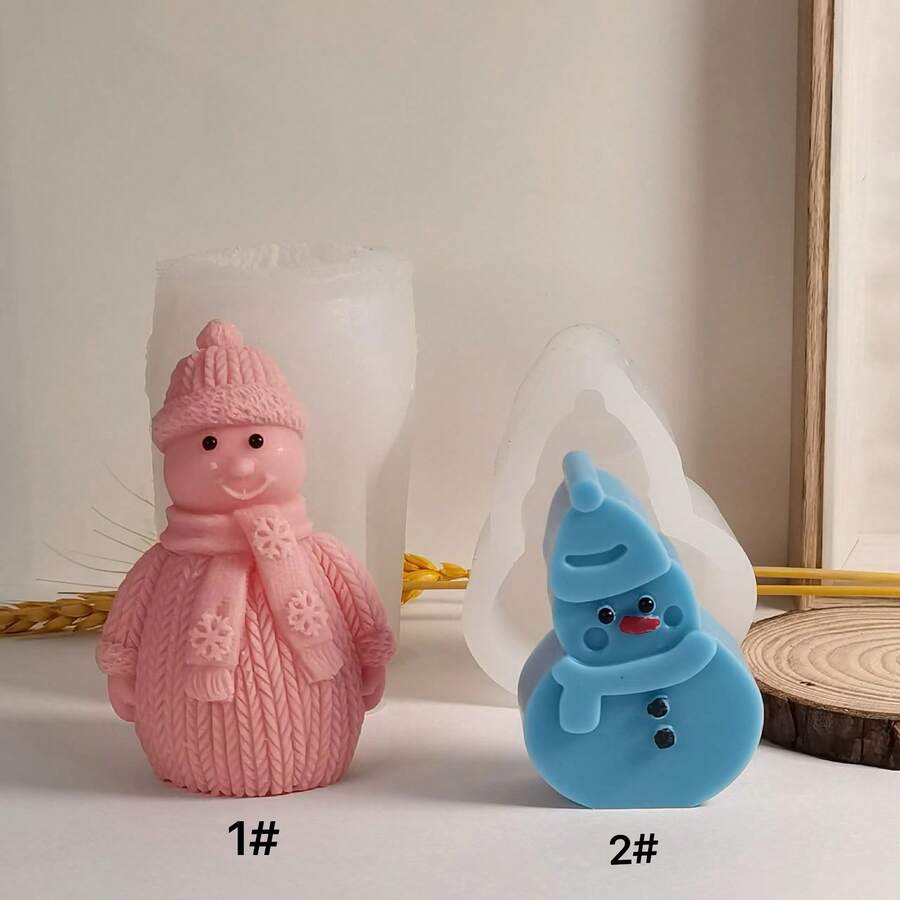 1 Stück Weihnachtsmann Duftkerze Silikonform DIY Schal Schneemann Gips Harz Dekorative Form