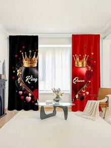 2 piezas de cortinas transparentes con estampado de elementos del Día de San Valentín, hechas de material de poliéster, adecuadas para dormitorio, sala de estar, oficina y decoración del hogar, con diseño de bolsillo para barra, se ajustan a la barra de cortina - Multicolor - Ver 7