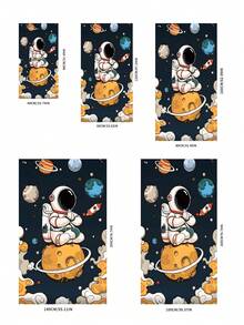 Tappeto da pavimento rettangolare in velluto di cristallo con motivo a astronauta cartoni animati, adatto per studio, soggiorno, camera da letto, cucina, balcone e uso interno/esterno. Facile da pulire, aspetto accattivante, motivo spaziale, colori vivaci, design adorabile ed elegante. Tappeto, decorazione camera da letto, decorazione per la casa, decorazione della stanza, piccolo tappeto, coperta, tappeto da esterno, tappeto da giardino, tappeto per il soggiorno