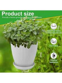 6.Inch Indoor Planter Pots, Plastic Flower Pots With Drainage Hole And Tray Saucer, 6 Pack Outdoor Planters Garden Plants Flowers Succulents, Multicolor Set Multicolor - 彩色 - 查看 2