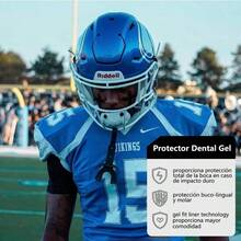 2Pcs Bucal Futbol Americano, Mouth Guard con Canal de Flujo de Aire, con Correa, Proteccin de Doble Capa, TPR Grado Alimenticio, para Boxeo, Rugby, Hockey, Ftbol, Hockey Sobre Hielo y Otros Deportes Negro+ Blanco - Negro + Blanco - Ver 1