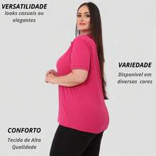 Camisa Gola Polo Feminina Plus Size Tshirt Babylook G1 G2 G3 Blusas De Alata Qualidade Clasicas Luxo Trabalho Uniforme - Pink - Visão 8