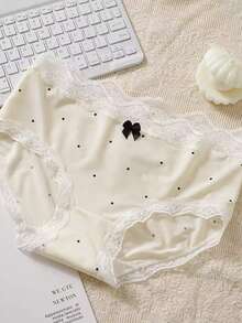 6-Piece Set Of Women's Lace Bow Polka Dot Comfortable, Cute, And Sexy Panties, Colors Randomly Selected - Màu sắc hỗn hợp - Xem 8