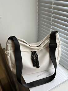 大容量帆布包-女士新款春夏休闲单肩斜挎月亮包百搭日常百搭饺子包 - 彩色 - 查看 4