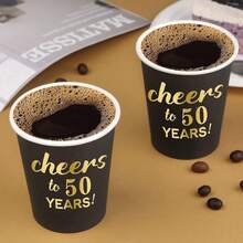 10/20/40pcs 30th 40th 50th 60th Birthday Party Cups Black Gold Disposable Paper Cups Cheers To 40 Years Table Decorations For Men And Women Birthday Wedding Anniversary Party Disposable Party Cups 50th Birthday Party Decorations 30 Year Old Birthday Decorations - Black - View 6