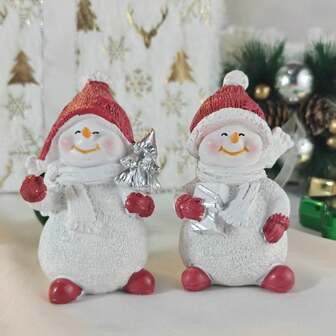 1 件圣诞雪人装饰、白色雪人雕像、圣诞礼物、室内装饰