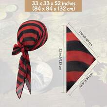 Zando Pirate Accessories Women Men Teens - Pirate Bandana Head Scarf Hat Belt Sash For Halloween Renaissance Themed Cosplay{"Size_name":"OneSize","Color_name":"01RedandBlackStripe"} - 01RedandFBlackstripe - 查看 3