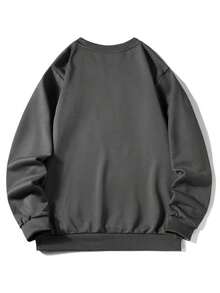 Christmas Outfit Womenchristmas Outfit WomenMen's Solid Color Pullover Sweatshirt, Casual Everyday Wear, For FallLoose And Comfortablewomen Winter Clotheswinter Clothes For Women - 深灰色 - 查看 2