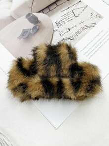 Set de 3 pinzas para el cabello de mujer con estampado de leopardo de piel sintética, accesorios para el cabello de invierno