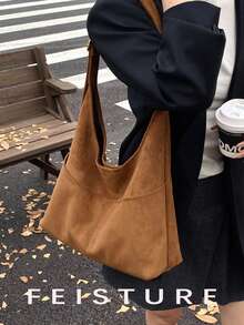 1pc Suede Underarm Bag Women's One Shoulder Messenger Bag (With Small Bag), Suitable For Girls, Ladies, College Students, Young Professionals, Great For Work, Business, Commuting, School - Brown - View 9