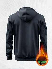 Men's Casual Zip-Up Hoodie And Cargo Pants Set, Outdoor Minimalist Style - Dark Grey - View 3