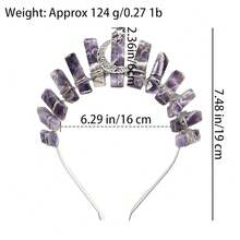 Bubbmi Women Amethyst Crystal Crown Headband Raw Quartz Tiara Moon Goddess Headpiece For Festival Bachelore Tte Party Photography{"Color_name":"PURPLE"} - 紫色 - 查看 4