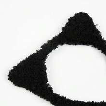 Black Cat Ears Headband Halloween Cat Woman Costume Hair Accessories Cute Furry Cat Ear Headbands For Women Headwear Headpiece For Cosplay Makeup Birthday Party