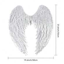 Whitefeather Angel Wings Costume Accessories - Realistic Wings For Adults, Lightweight Adjustable Fairy Wings For Halloween{"Color_name":"Silver","Size_name":"1.8ft"} - 銀 - 查看 5