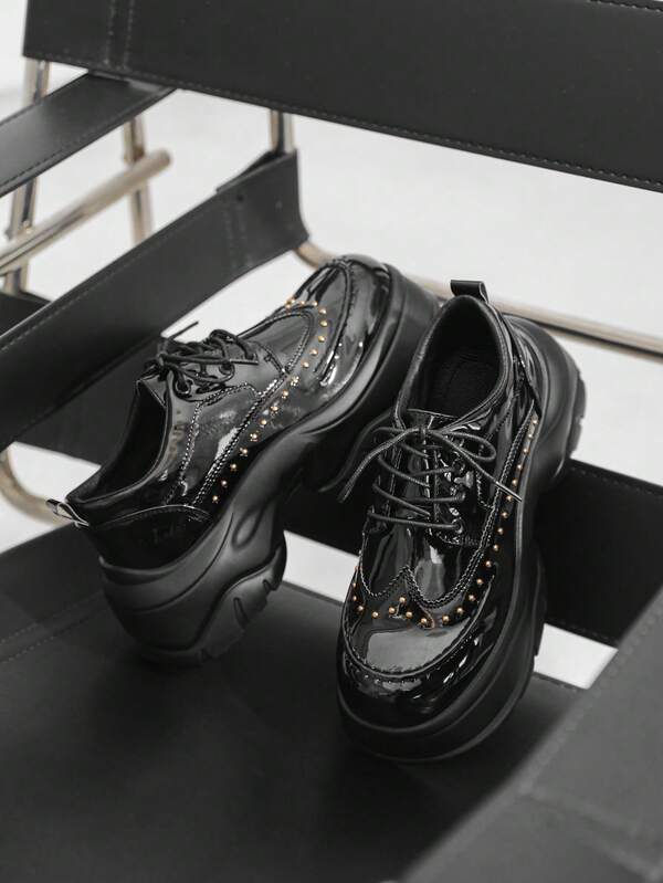 Sneaker con suola spessa e lucida, stile gotico, scarpe casual confortevoli per autunno/inverno, scarpe da skate alla moda per uomo, adatte per uso quotidiano, escursioni all'aperto, alpinismo