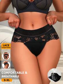 Women's Floral Lace Panties Low Waist Sheer Lace Trim Briefs Elegant Underwear Elastic Panty Lingerie Sexy Laces Splicing Triangle Pantie Women Flower Underpants Comfortable Knickers Minimal Style Safety Shorts Daily Wear