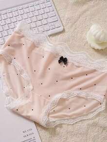 6-Piece Set Of Women's Lace Bow Polka Dot Comfortable, Cute, And Sexy Panties, Colors Randomly Selected - Màu sắc hỗn hợp - Xem 9
