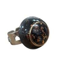 Anel Orgonite Turmalina Negra Natural Regulável Proteção - Estrela - Visão 1