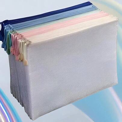A4 transparente Mesh-Reißverschlusstüte, wasserdichter Aktenordner mit großer Kapazität, geeignet für Schüler Bücher & Schreibwaren Aufbewahrung, Lehrer Büro Dokumentenorganisation