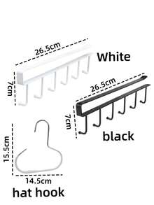 2 Pieces Hat Rack, Belt Organizer, Closet Accessory Organizer With 6 Hat Hooks, Cabinet Clothing Storage Rack Without Drilling, Simple Hanging Organizer For Belts And Ties. Iron Kitchen Hooks, Traceless And Nail-Free, Storage And Organization Hooks For Cabinet Storage Hangers, Wall Cabinets, Partitions, And Bedroom Wardrobes. Iron Bedroom Hooks, - 彩色 - 查看 9