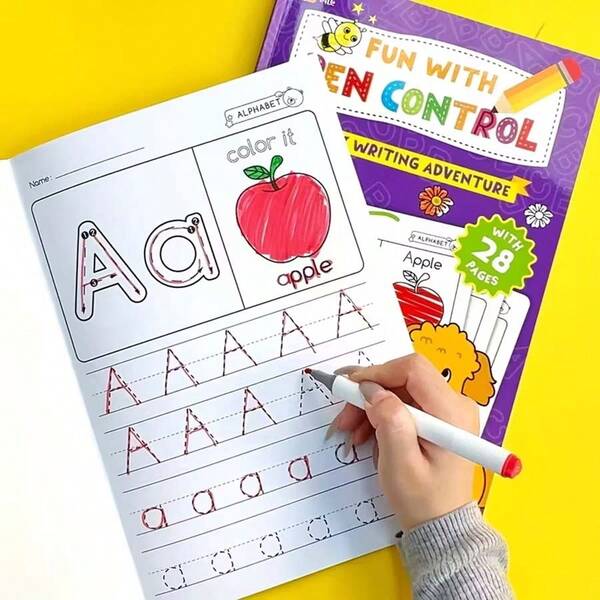 1pc ABC Letter Tracing Workbook For Kids | A-Z Alphabet Practice For Preschool & Kindergarten | Fun Early Writing Book With Drawing Pages, Copybook, Magic Word, Great Gift, Practice Book, Playful, Durable English Writing Book, Beneficial Back To School,Large-Print Letter Writing Practice Book – Perfect For Ages 3+ Beginners! Features Premium Paper, Fun Coloring Activities, And Matching Games To Boost Learning