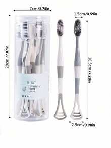 8pcs/Set Multifunctional Colorful Double-Headed Toothbrush, For Brushing Teeth And Cleaning Tongue - Multicolor - View 4