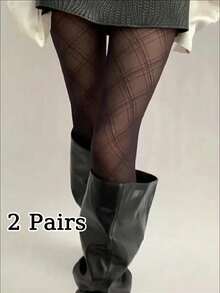 Women's Diamond Plaid Stockings, Spring And Summer Thin Black Stockings ( Thin Version) - Multicolor - View 15