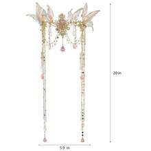 Renaissance Butterfly Elf Fairy Crown - Fairy Headband With Pink Butterfly Wings Elf Headpiece With Tassel Elven Tiara Wedding Renfaire Dress Up Cosplay Christmas Accessories For Women{"Color_name":"PinkButterflyFairyElfCrown"} - 粉紅蝴蝶仙子精靈皇冠 - 查看 9