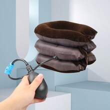 1pc New Hot-Selling 3-Layer Plush Fiber Reinforced Inflatable Neck Traction, Portable Cervical Traction Device, Neck Stretcher, Neck Support - Multicolor - View 5