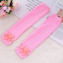 Nydotd Cat Paw Pad Mittens Gloves Kawaii Pink 3D Claw Fingerless Cute Cat Cosplay Gloves Sleeve For Girls Party{"Color_name":"Pink","Size_name":"Long"} - Hồng - Xem 8