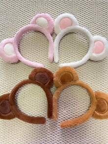 Diademas con diseño de animales de dibujos animados, aro para el cabello con orejas de oso de peluche, orejas de ratón de peluche para lavarse la cara, accesorio de disfraz