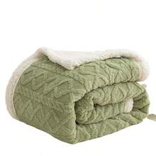 Boreal Diamond Plush Premium Double-Sided Ribbed Double Blanket With Sherpa - Verde Claro - 查看 1
