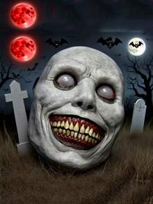 1pc/Realistic Silicone Devil Mask With White Eyes And Sharp Teeth, Fashionable Smiling Devil Design For Festival Theme Parties, Suitable For Costume Balls And Performances. Please Provide The Text You Would Like Translated. - Grey - View 6