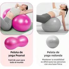 2pcs Pelota Fitness para Yoga y Pilates, Pelota Yoga de 25, 50*100cm Pelota Pilates Cacahuate, Anti - Pinchazos, para Ejercicios Gimnasia, Preparacin al Parto, AerbicBomba de Aire Incluida - rosa - Ver 3