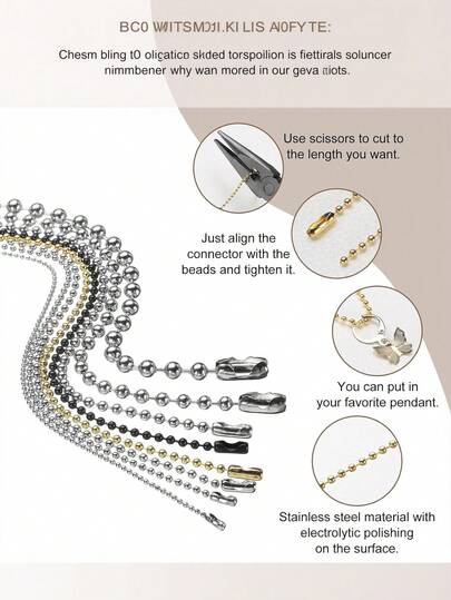 1pc Dog Tag Chain Necklace Bulk, Beaded Necklace Chain For Jewelry Making DIY Crafts, Blank Military Dog Tag Necklace For Men, 60cm Length 2.4mm Round Bead Chain