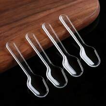 100pcs Transparent Plastic Spoons, Mini Disposable Spoons Suitable For Desserts, Ice Cream, Jelly, Pudding, Yogurt Tasting, Appetizers, Family Gatherings, Picnics, Restaurants And Kitchens