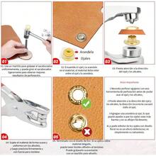 Kit de Ojales Metlicos 803 Piezas, Alicates de Perforacin de 1/4 pulg, Ojales con Arandelas en Color Oro y Plata, Kit para Manualidades, Prensa de Mano - oro/plata - Ver 4