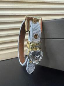 1pc Faux Diamond Bracelet, Leather Cuff With Rhinestones, High-Quality Electroplated Non-Fading, Suitable For Women's Daily Wear, Holiday Gift Choice