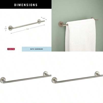 Porte-serviettes Delta Faucet 75918SS Trinsic 45,72 cm en acier inoxydable brillant