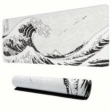 XXL 游戏鼠标垫 - 黑白波浪艺术设计，防滑橡胶底座，可水洗表面，柔软时尚的长方形桌面垫，适用于电脑、笔记本电脑和办公/游戏环境，波浪图案桌面配件，办公用品，桌面配件，鼠标垫，桌面鼠标垫 - 彩色 - 查看 12