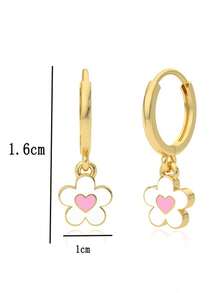 2pcs Copper Creative 5-Petal Flower Earrings For Women, Fresh Color, Delicate And Petite Design, Sweet And Refreshing Style, Suitable For Daily Wear