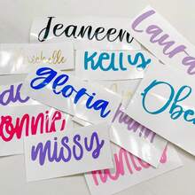 Adesivos de vinil personalizados com nome | Etiquetas personalizadas | Adesivos de texto | Adesivos permanentes | Copos de vidro, garrafas de água, taças de vinho, volta às aulas, carros - Multicolorido - Ver 10