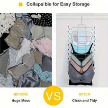 Stainless Steel 4-Layer Heavy Duty Hanger With Adjustable Non-Slip Pad And Space-Saving Design - Anti-Wrinkle Wardrobe Organizer Shirts, Dresses, Coats - Durable Metal Clothing Hooks Home And Retail Storage