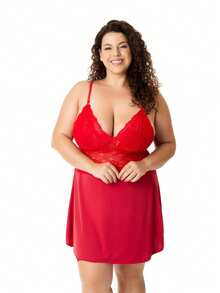 Plus Size Nightgowns & Sleepshirts - Red - View 1